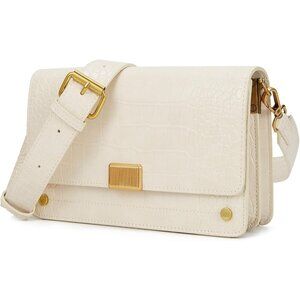 Women's B-white Leather Satchel Small Classy Crossbody Bag Purse Fashion Handbag